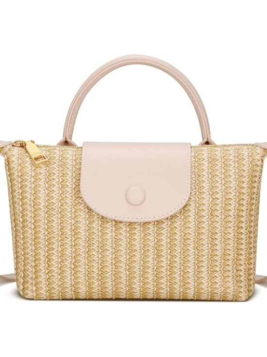 Handbags - Mini Top Handle Purse for Women Small Summer Straw Beach Crossbody Bags for Lady